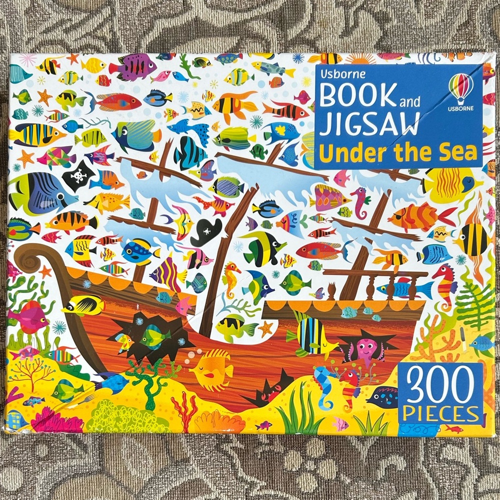 Usborne Book and Sealed Jigsaw Puzzle 300 Pieces “Under the Sea” Like New Inside
